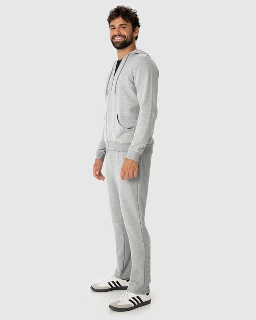Conjunto Masculino Jaqueta Com Capuz Em Moletom Stretch Flanelado