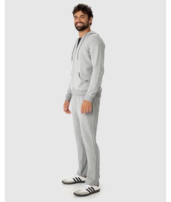 Conjunto Masculino Jaqueta Com Capuz Em Moletom Stretch Flanelado
