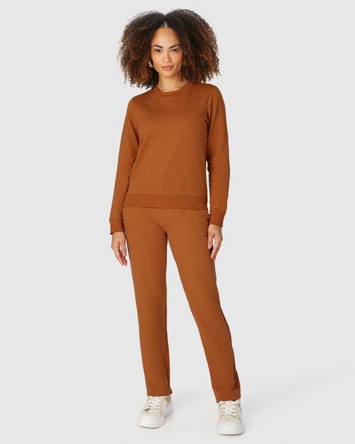 Conjunto Feminino Calça Bolso Faca Em Moletom Stretch Flanelado