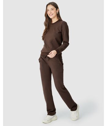 Conjunto Feminino Calça Bolso Faca Em Moletom Stretch Flanelado
