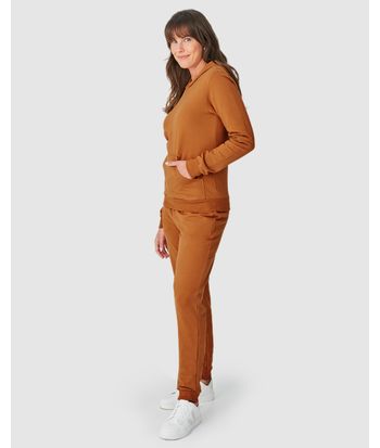 Conjunto Feminino Blusão Com Capuz Em Moletom Stretch Flanelado