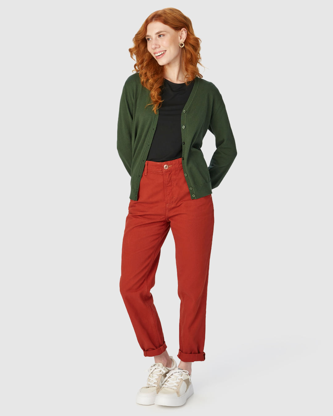 Cardigan Básico Feminino Decote V Em Tricô VERDE - Malwee