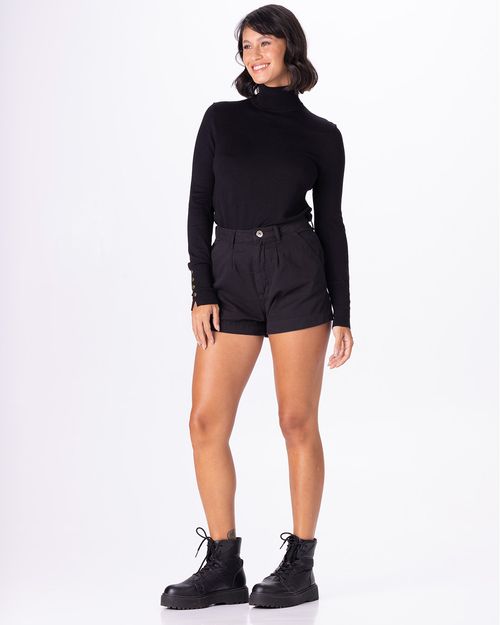 Shorts Mom Feminino Bolso Faca Em Sarja 100% Algodão