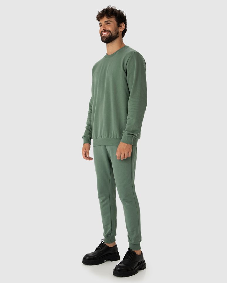 Calça Básica Masculina Em Moletom Flanelado