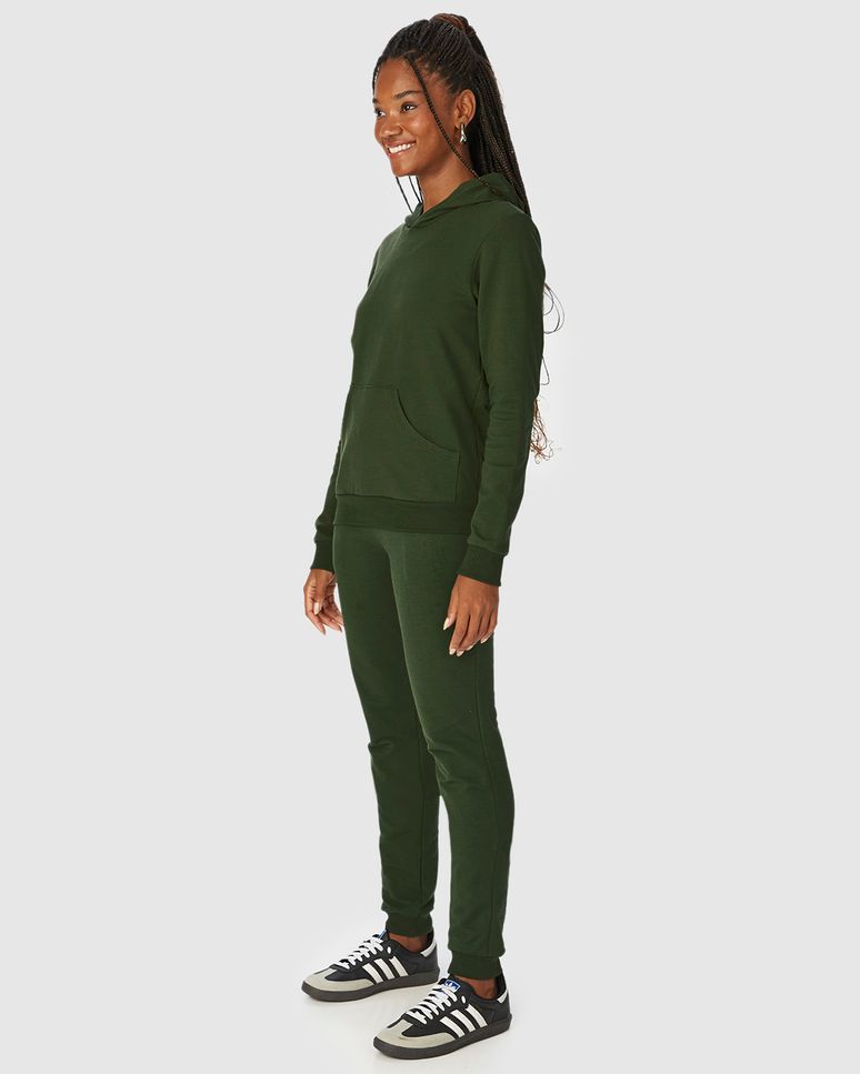 Calça Básica Feminina Jogger Bolso Faca Em Moletom Stretch Flanelado