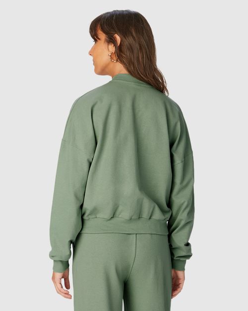 Jaqueta Bomber Feminina Recorte Frontal Em Moletom