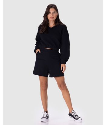 Blusão Cropped Feminino Barra Elástica Em Malha Relevo