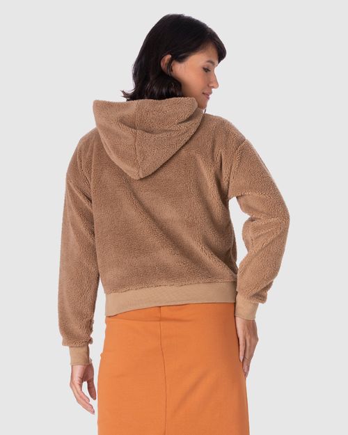 Blusão Feminino Com Capuz Bolso Canguru Em Malha Pelúcia