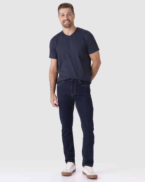 Calça Slim Masculina Cintura Média Em Flex Jeans