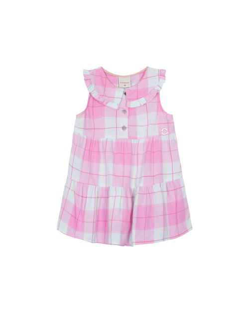 Vestido Menina Xadrez Gola Babado Em Viscose - Carinhoso