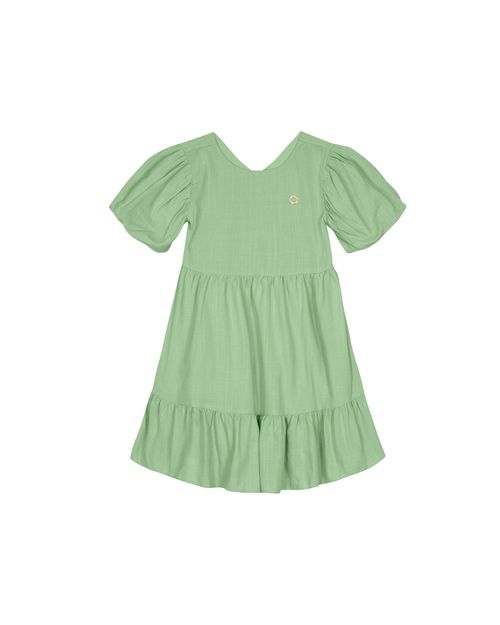 Vestido Menina Manga Bufante Em Viscolinho - Carinhoso