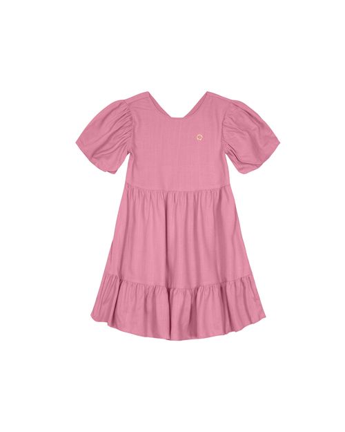 Vestido Menina Manga Bufante Em Viscolinho - Carinhoso