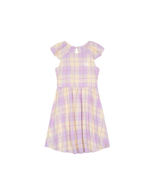 Vestido Menina Estampa Xadrez Manga Curta Em Viscose - Carinhoso