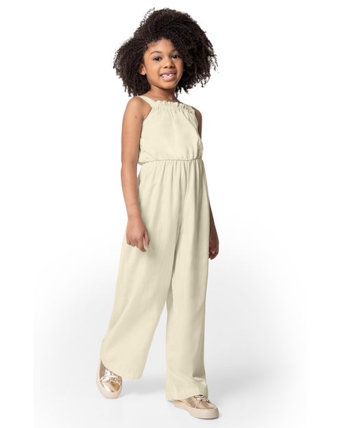 Macacão Menina Wide Leg Em Viscolinho - Carinhoso