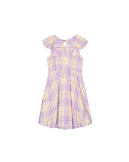 Vestido Menina Estampa Xadrez Manga Curta Em Viscose - Carinhoso