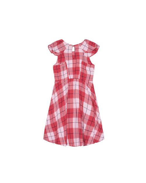 Vestido Menina Estampa Xadrez Manga Curta Em Viscose - Carinhoso