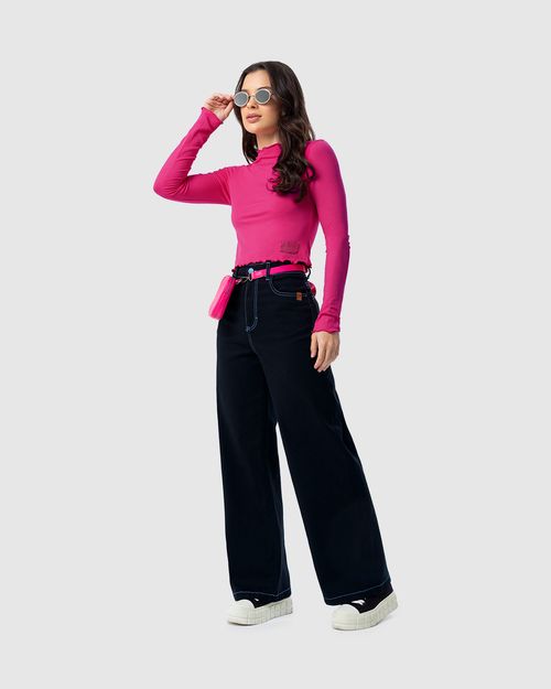 Calça Menina Wide Leg Cintura Média Em Sarja Com Elastano Malwee Kids