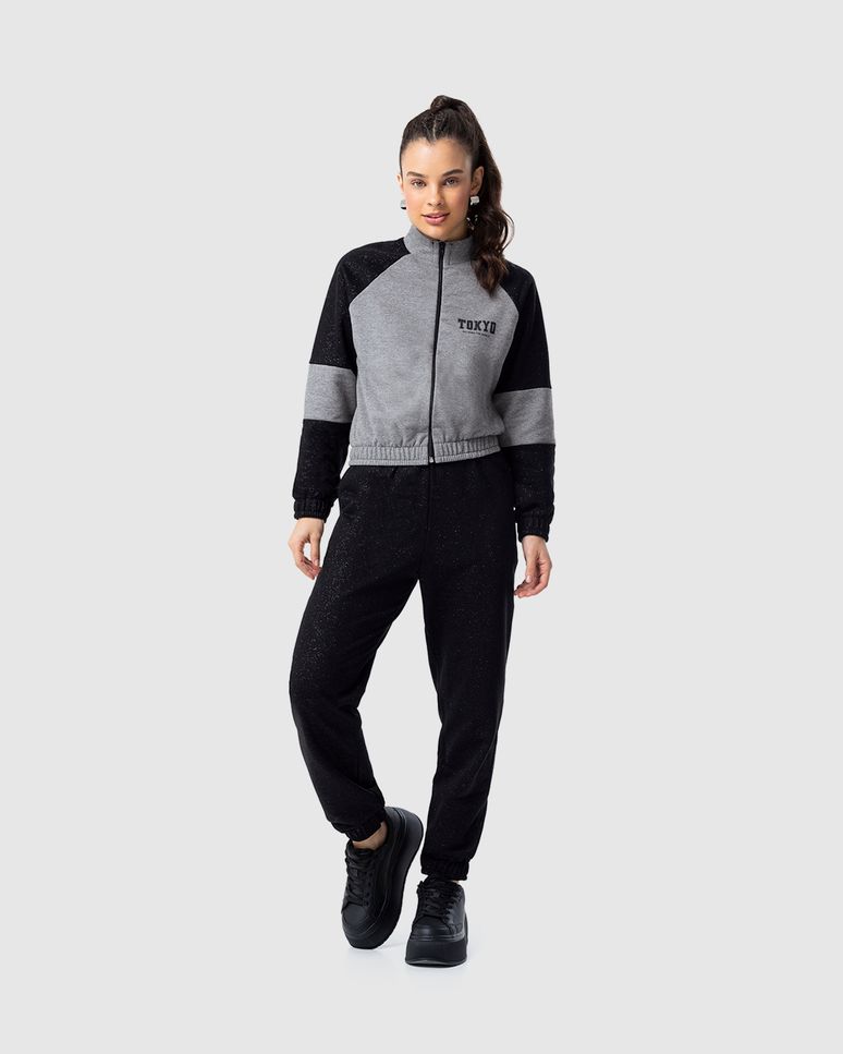 Conjunto Menina Jaqueta Cropped Em Moletom Malwee Kids