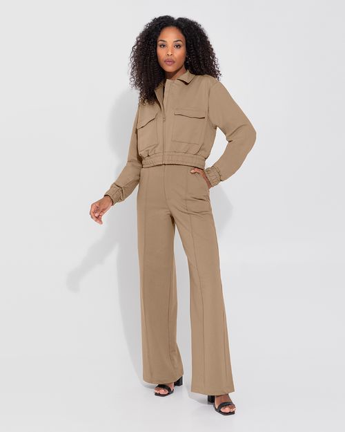 Calça Wide Leg Feminina Recorte Frontal Em Moletom - ENFIM