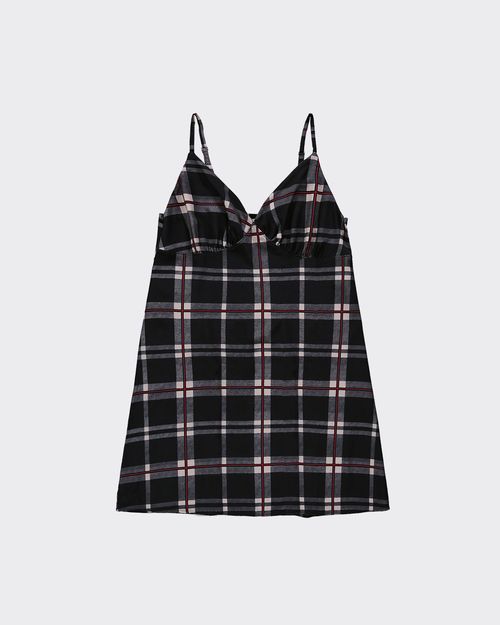 Vestido Feminino Evasê Xadrez Decote V Em Viscose - ENFIM
