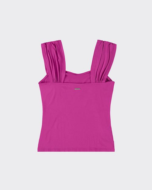 Regata Feminina Alças Com Franzido Em Viscose Stretch - ENFIM