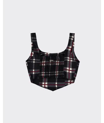 Blusa Cropped Corset Feminina Xadrez Em Viscose - ENFIM