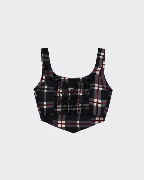 Blusa Cropped Corset Feminina Xadrez Em Viscose - ENFIM