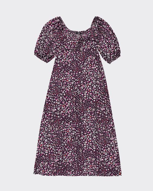 Vestido Longo Feminino Floral Manga Balonê Em Viscose - ENFIM