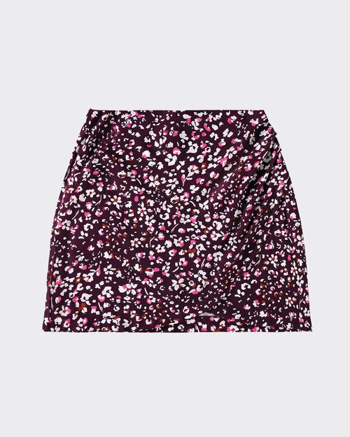 Saia Curta Feminina Estampada Com Pregas Laterais Em Viscose - ENFIM