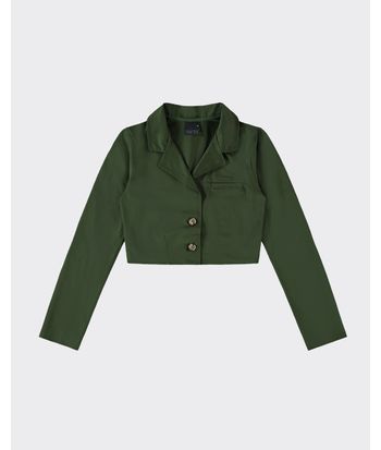 Blazer Cropped Feminino Alfaiataria Em Tecido Acetinado - ENFIM