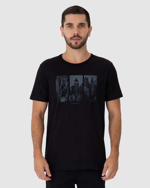 Camiseta Masculina Manga Curta New York Em Algodão