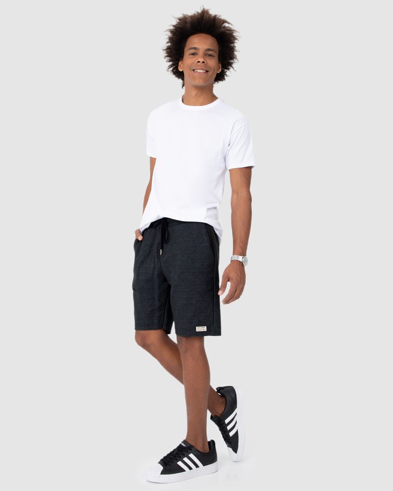 Bermuda Comfort Masculina Bolso Lateral Em Moletom Linho