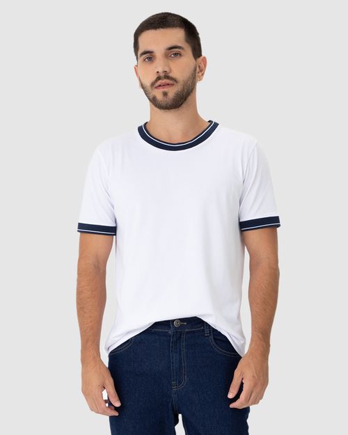 Camiseta Masculina Regular Gola Retilínea Em Piquet Stretch