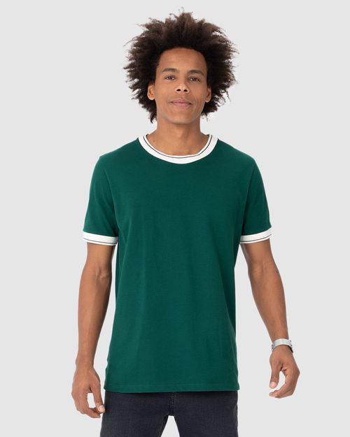 Camiseta Masculina Regular Gola Retilínea Em Piquet Stretch