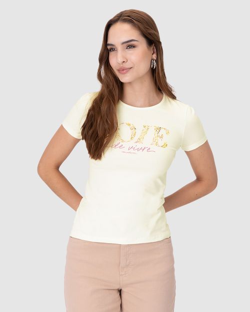 Camiseta Feminina Decote Redondo Joie De Vivre Em Algodão