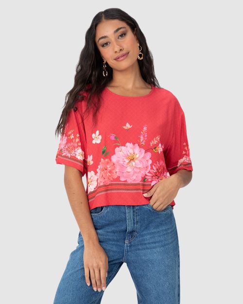 Blusa Ampla Feminina Estampada Em Viscose