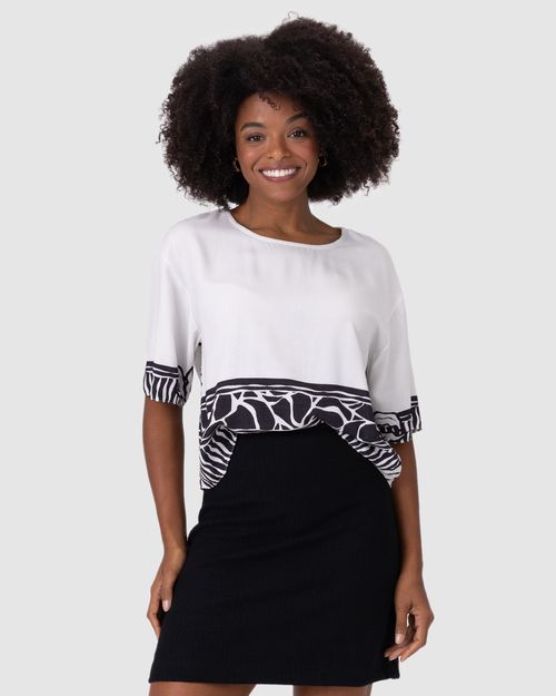 Blusa Ampla Feminina Estampada Em Viscose