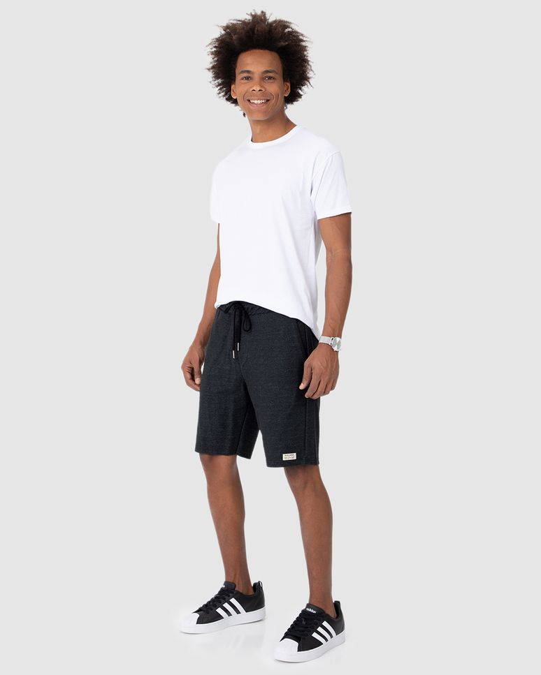 Bermuda Comfort Masculina Bolso Lateral Em Moletom Linho