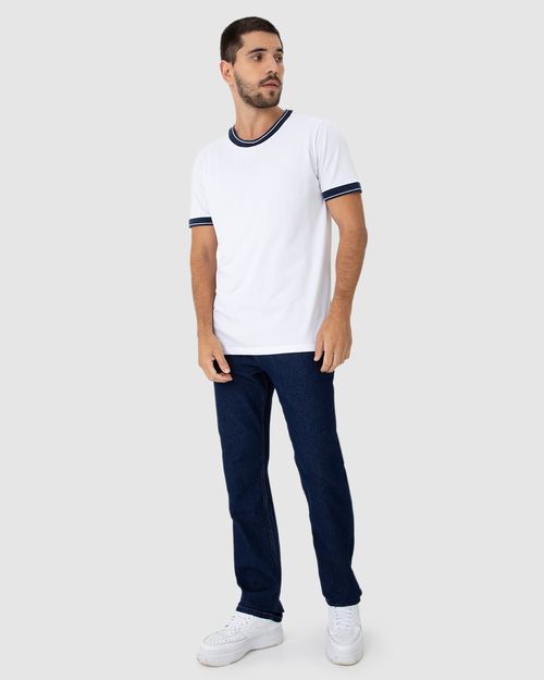 Camiseta Masculina Regular Gola Retilínea Em Piquet Stretch