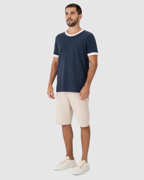 Camiseta Masculina Regular Gola Retilínea Em Piquet Stretch