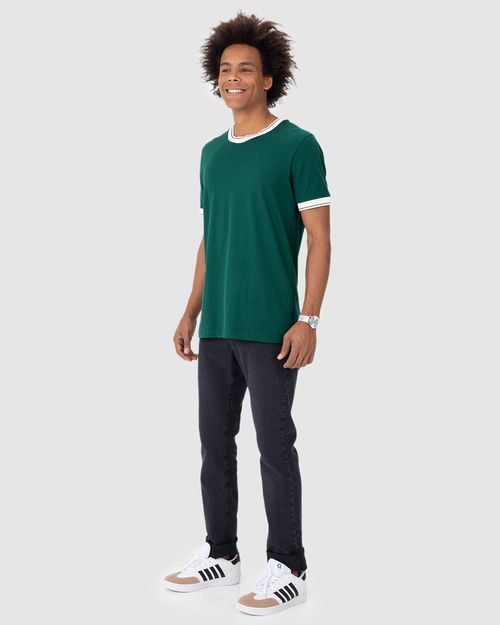 Camiseta Masculina Regular Gola Retilínea Em Piquet Stretch