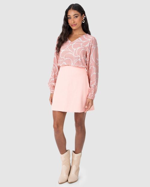 Saia Reta Feminina Cintura Alta Em Malha Tweed