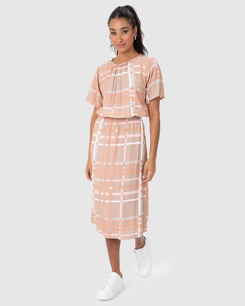 Saia Midi Feminina Xadrez Bolso Faca Em Viscose