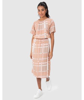 Saia Midi Feminina Xadrez Bolso Faca Em Viscose