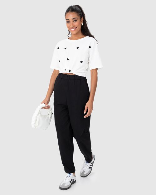 Calça Jogger Feminina Bolso Faca Em Sarja Stretch