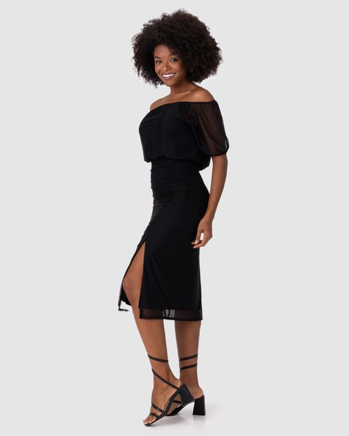 Blusa Feminina Decote Ombro A Ombro Em Tule