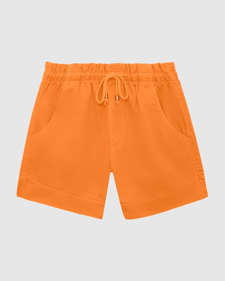 Shorts Feminino Linha A Cós Elástico Em Jeans 100% Algodão