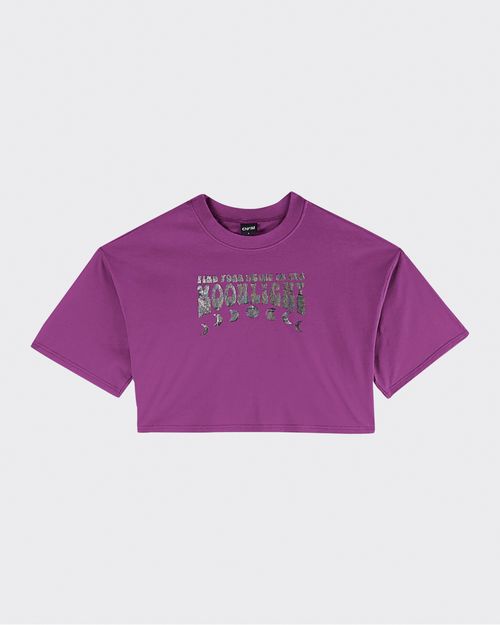 T-Shirt Cropped Feminina Gola Redonda Moonlight Em Algodão - ENFIM
