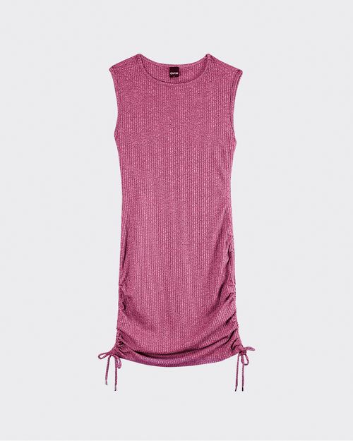 Vestido Feminino Com Lateral Ajustável Em Malha Canelada Rajada - ENFIM