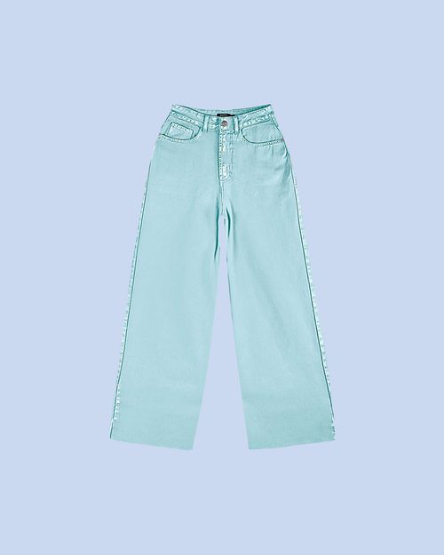 Calça Wide Leg Feminina Barra Corte A Fio Em Sarja - ENFIM